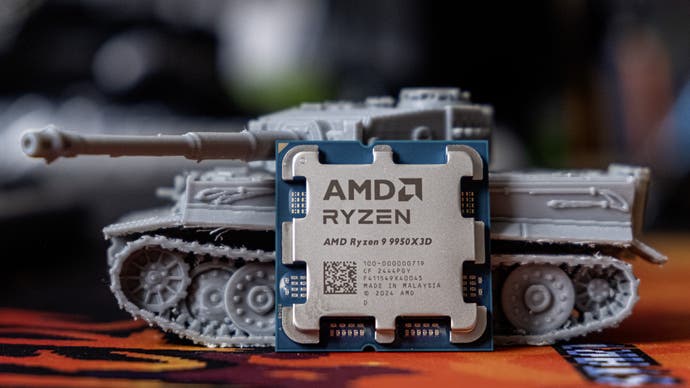 ryzen 9 9950x3d next to a 3d-printed tank