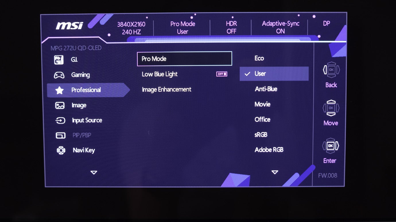 osd settings msi 272urx