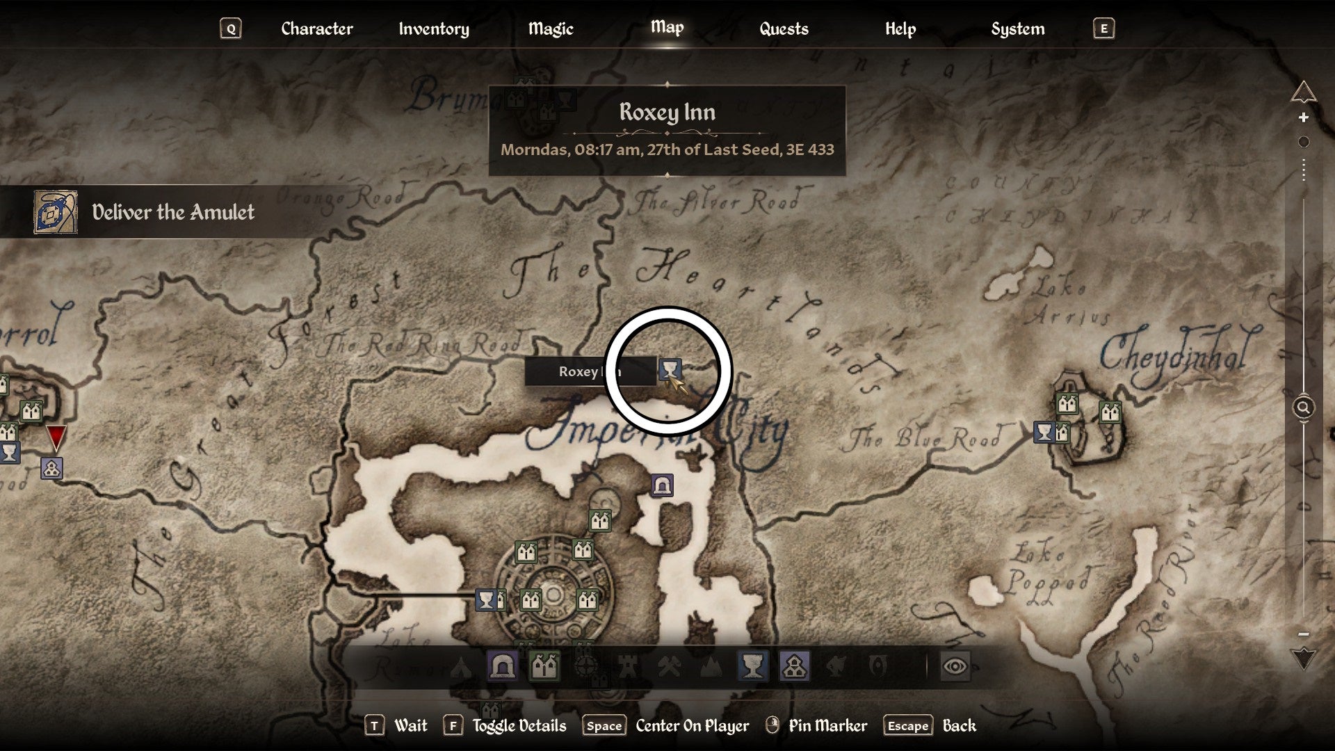 Circled map view of a Daedric Armor location in Oblivion Remastered.