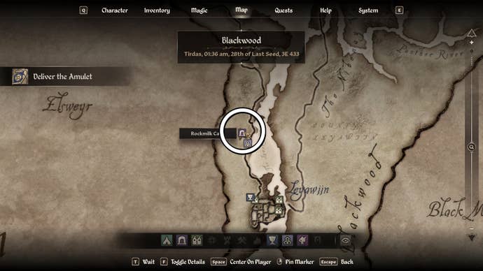Circled map view of a Daedric Armor location in Oblivion Remastered.