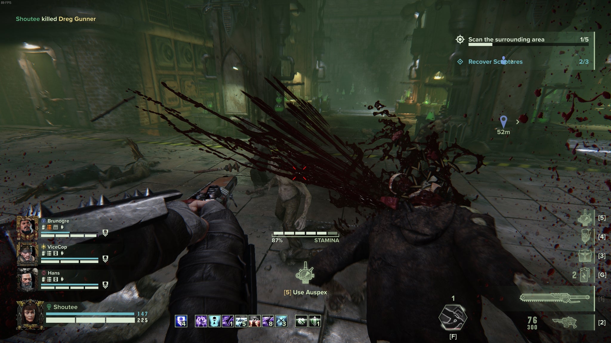 Lopping off a heretic's head with the Heavy Eviscerator in Warhammer 40,000: Darktide. - 3