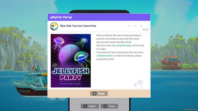 A flyer advertising a Jellyfish Party in Dave the Diver