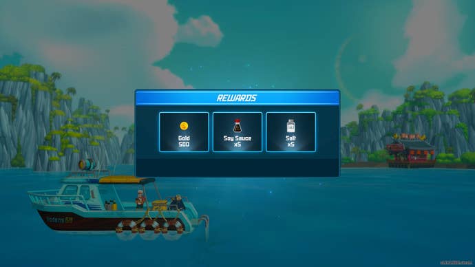 The rewards for the Where the Current Flows quest in Dave the Diver is shown