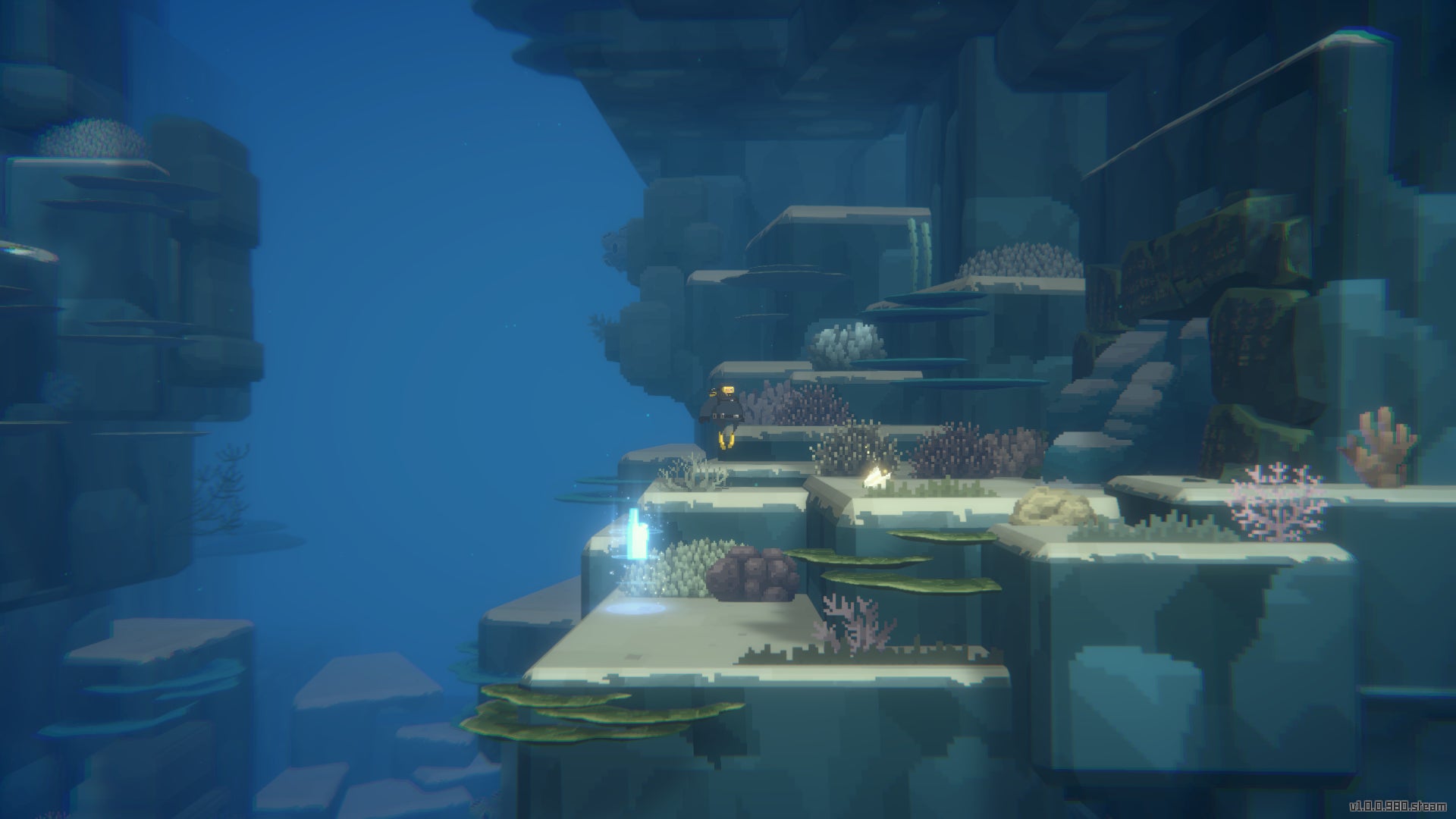 Dave places a bomb on a cave in Dave the Diver - 1