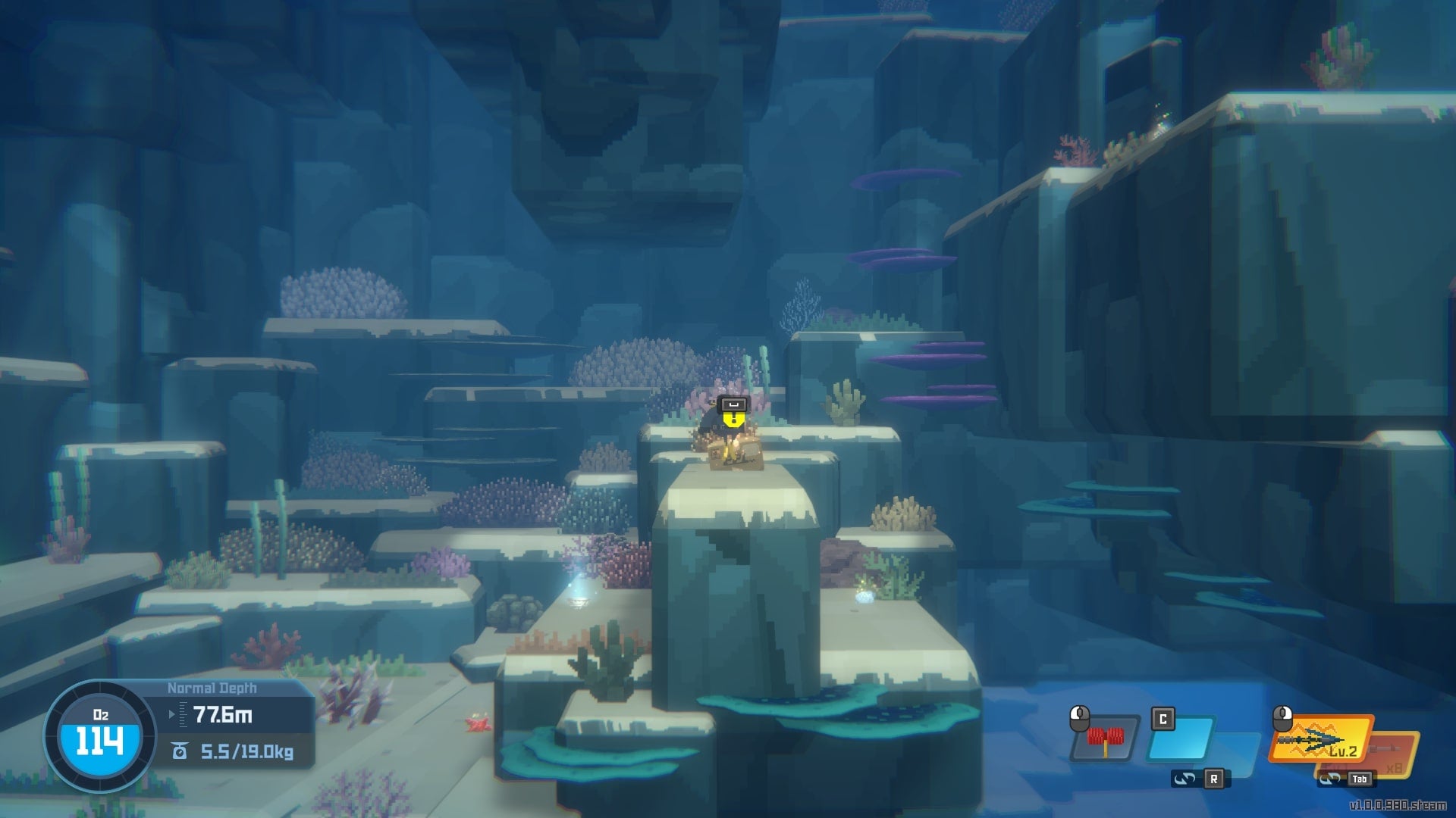 Dave unpacks a motor as part of the Where the Current Flows quest in Dave the Diver - 4