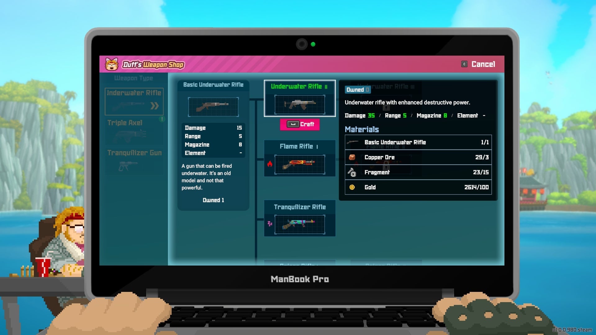 The weapon enhance screen on the weapon app is shown in Dave the Diver - 4