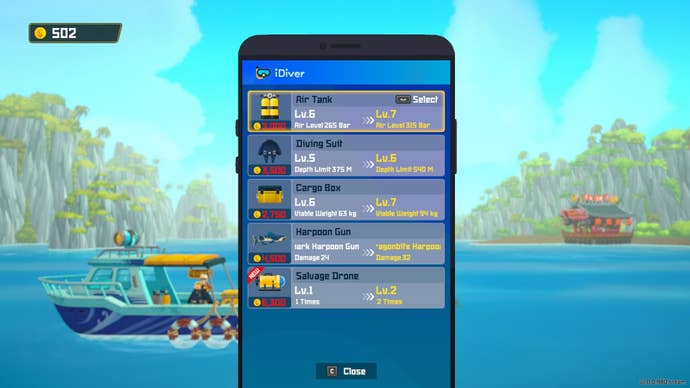 The iDiver App in Dave the Diver is shown