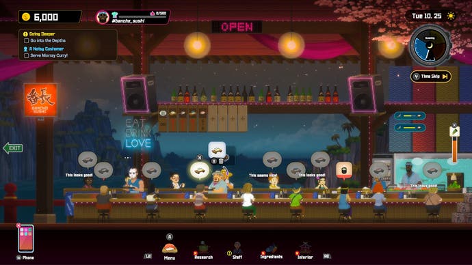 Night at a bustling Sushi restaurant in Dave the Diver
