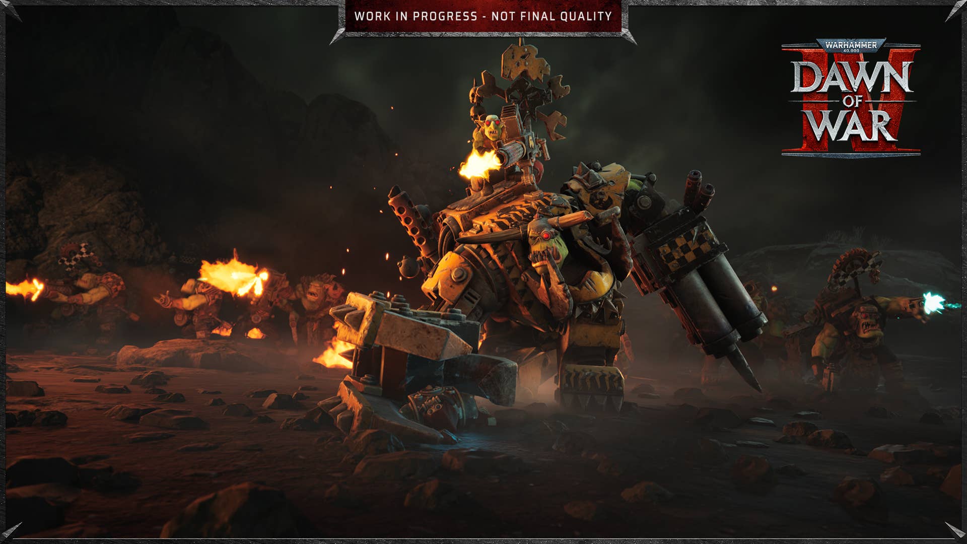 Dawn of War 4 official screenshot showing an Ork boss in combat