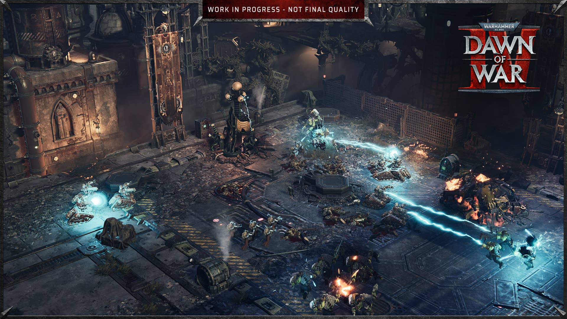 Dawn of War 4 official screenshot showing Adpetus Mechanicus in battle