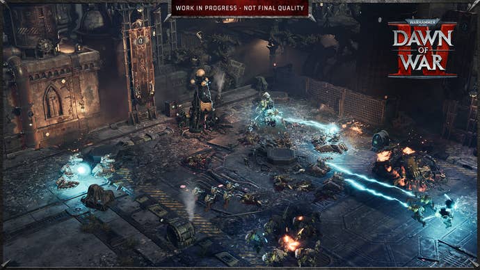 Dawn of War 4 official screenshot showing Adpetus Mechanicus in battle