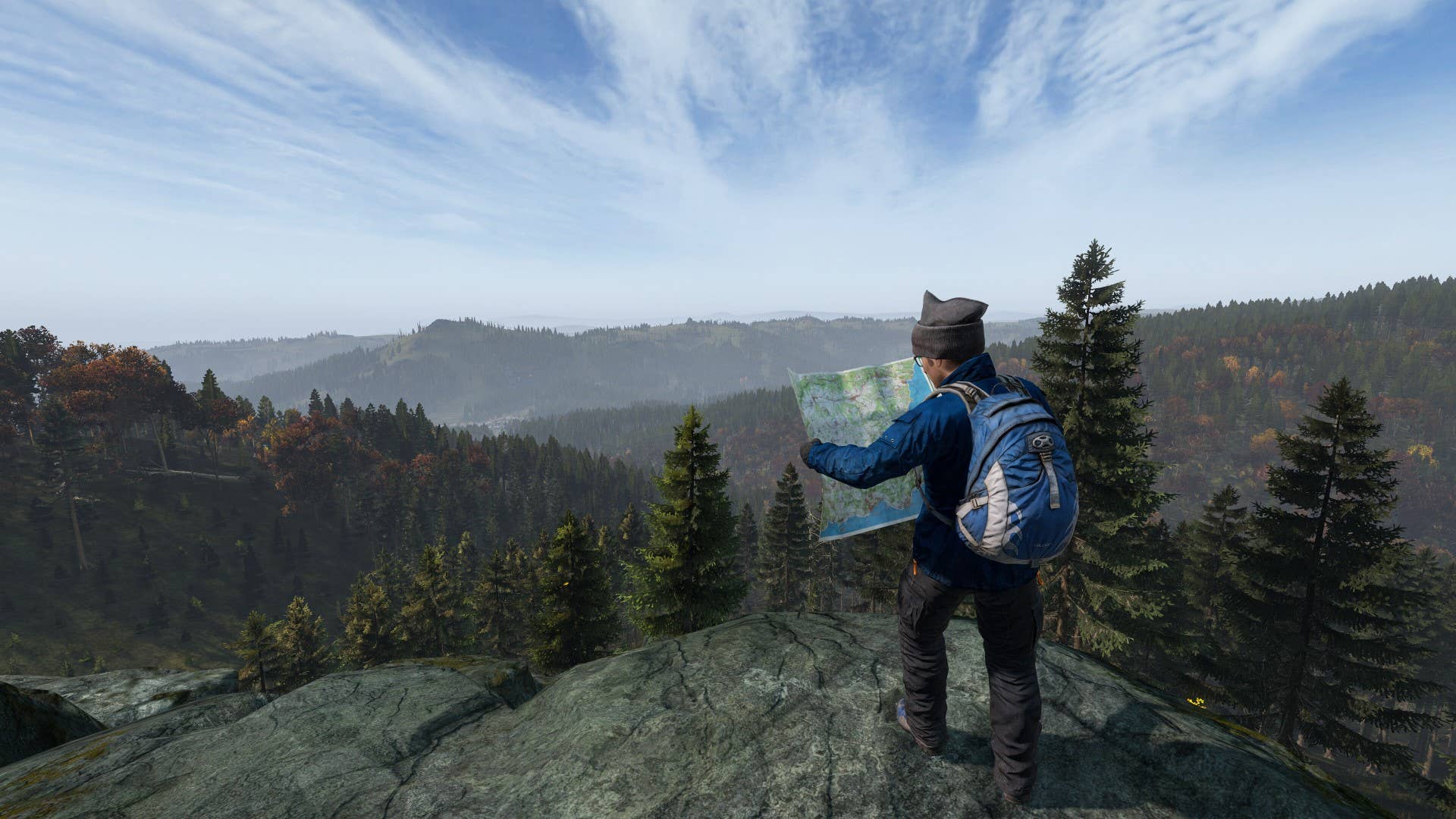 On Dayz, survivors look over Cernaros and check the map.
