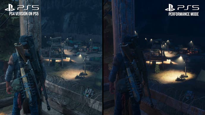 Days Gone Remastered vs original screenshots: camp lighting