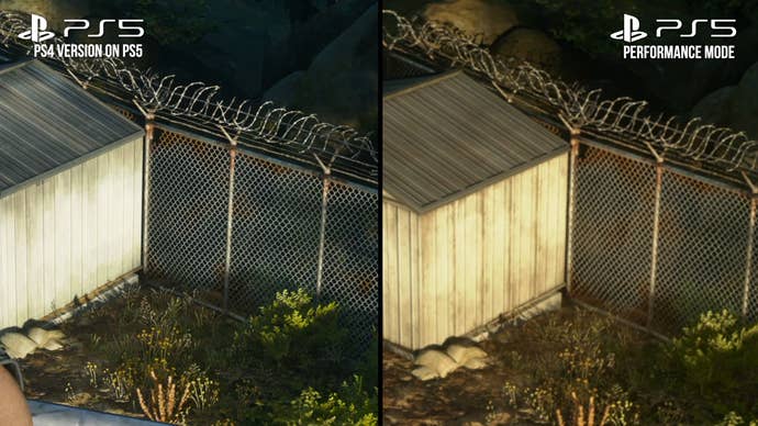Days Gone PS4 vs PS5 Remastered screenshot comparison: image quality on a fence