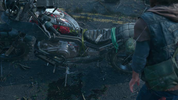 A close up shot of a bike in PS5 game Days Gone.