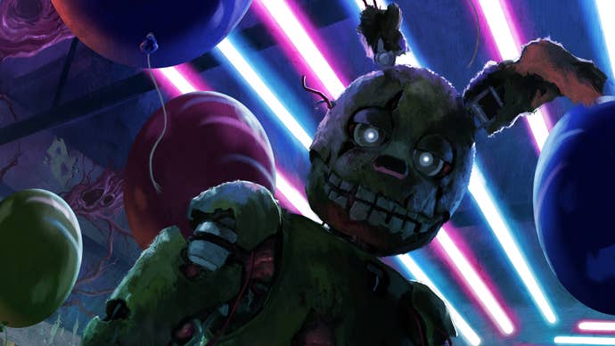 Artwork of Springtrap the rabbit-eared villain from Five Nights at Freddy's in Dead by Daylight