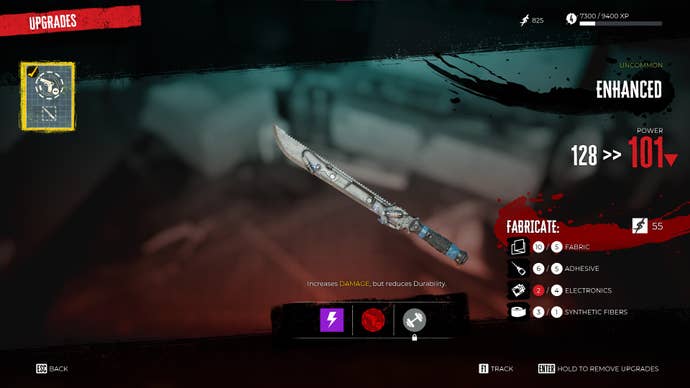 The player upgrades their katana with a mod in Dead Island 2