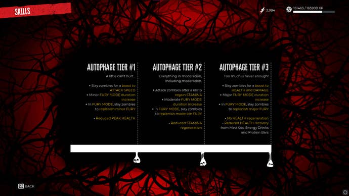 A description of the three Autophage Tiers in Dead Island 2 is shown