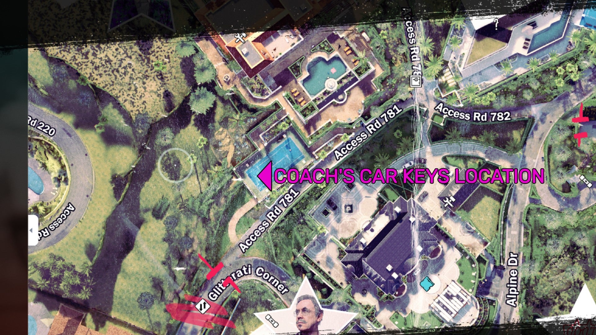 Dead Island 2 image showing the location of Coach&rsquo;s Car Keys on a map.