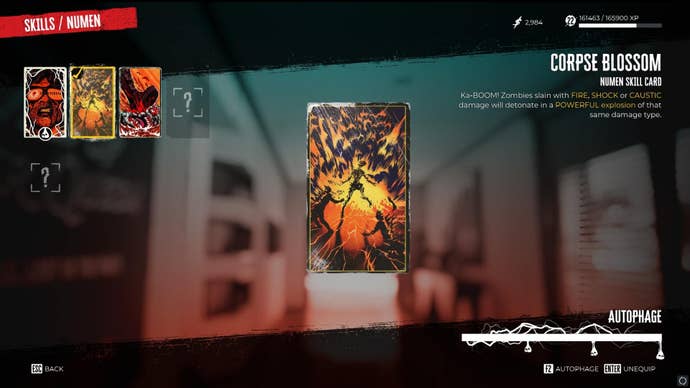 The Corpse Blossom Numen card in Dead Island 2 is shown