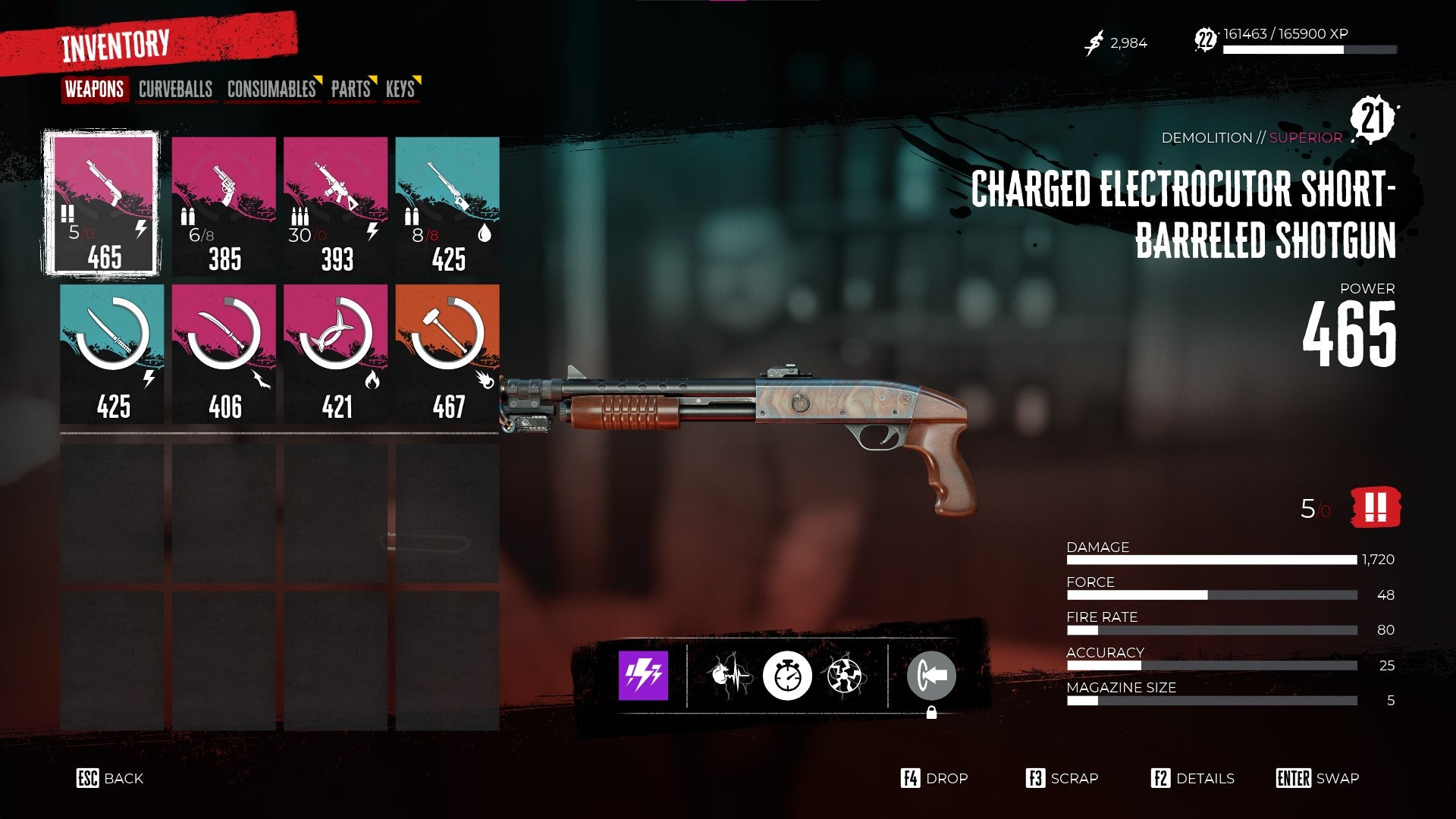 The weapon inventory in Dead Island 2 is shown - 5