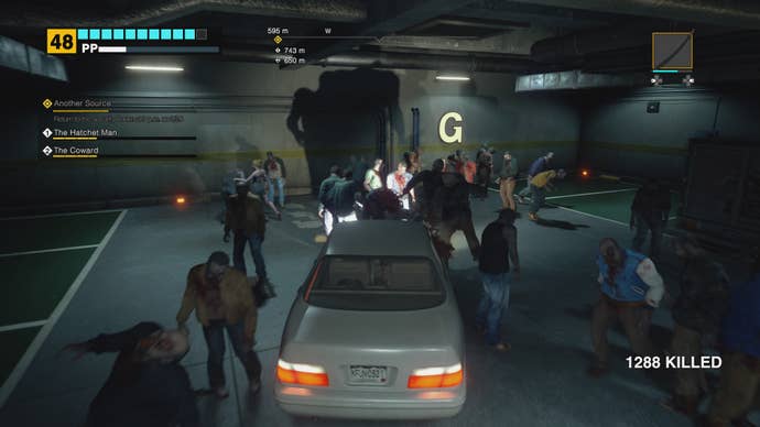 Dead Rising Deluxe Remaster running over zombies
