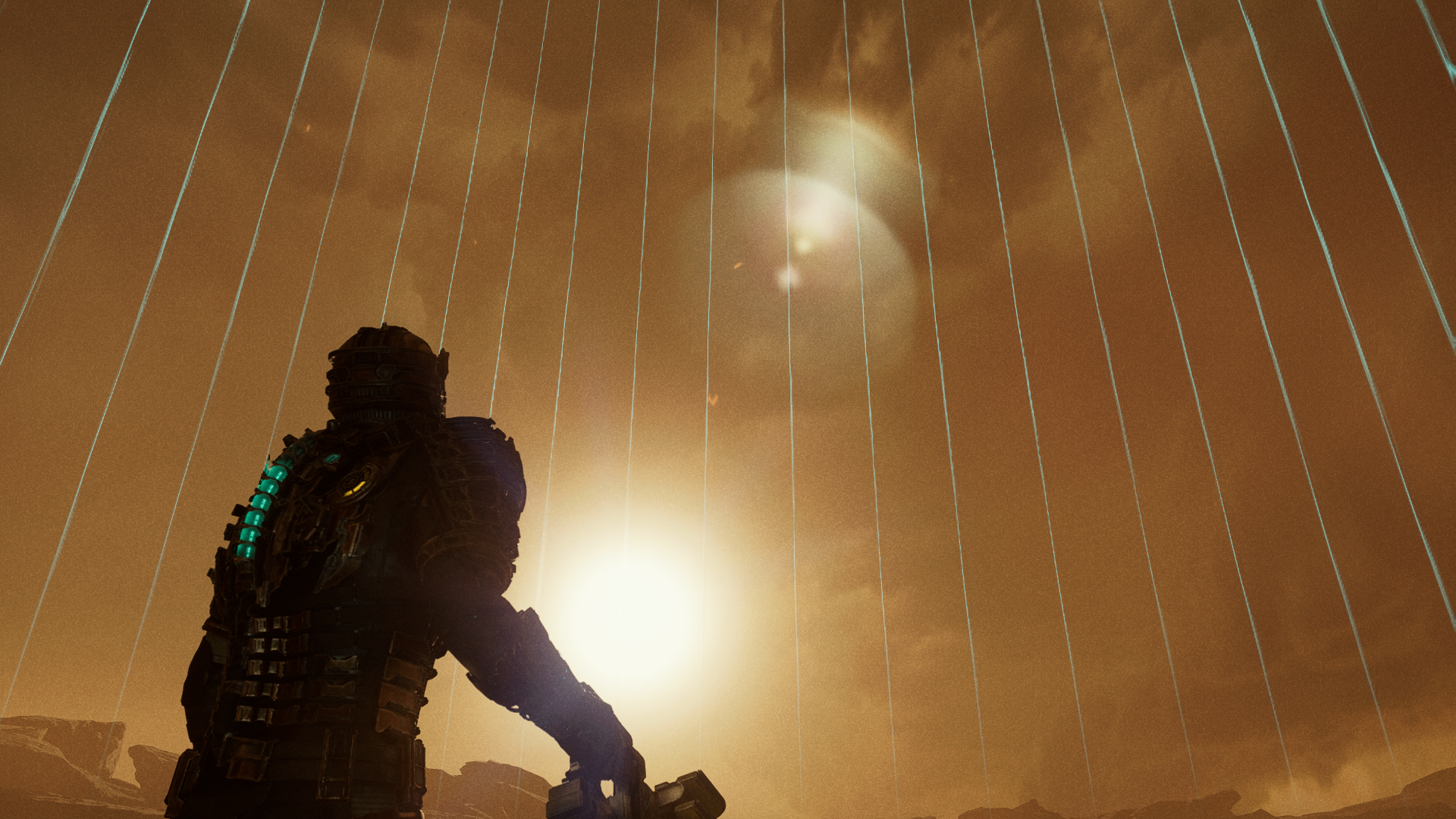 Isaac stares at the sky in Dead Space