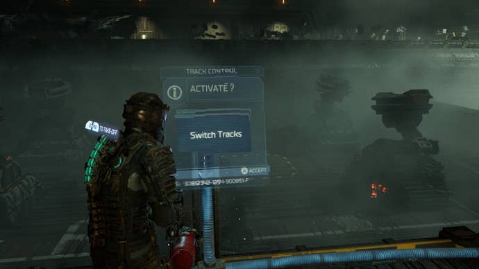 Isaac switches the cargo tracks in Dead Space