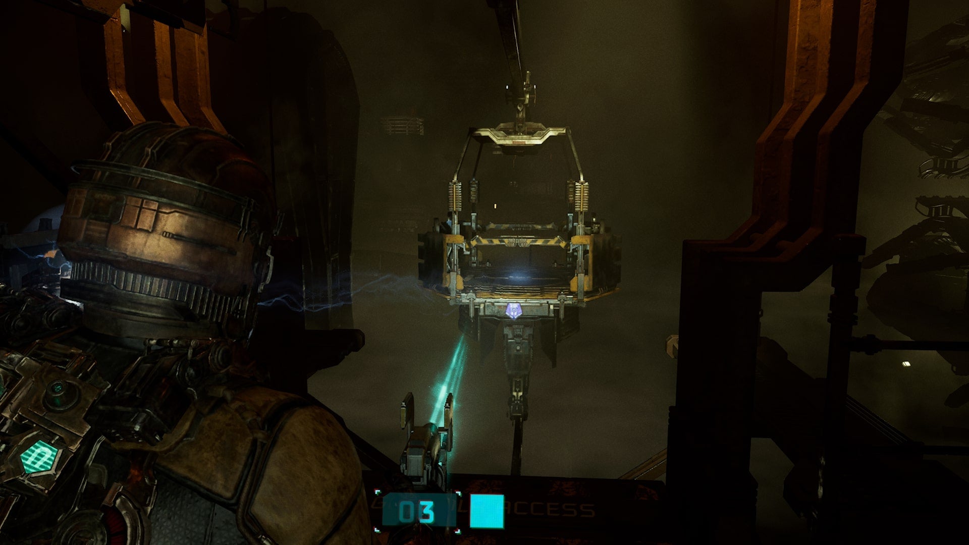 Isaac moves a platform using Kinesis in Dead Space - 3