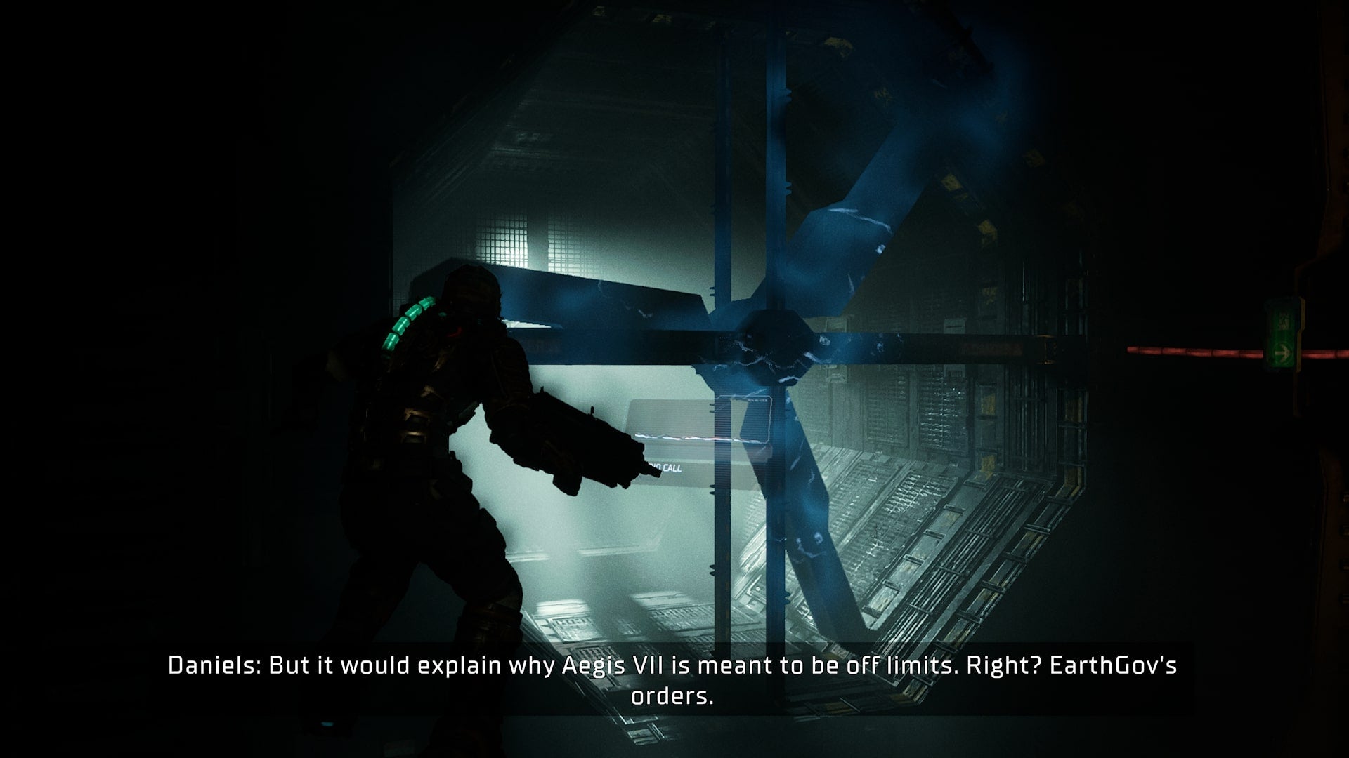 Isaac slows a fan using Stasis in Dead Space