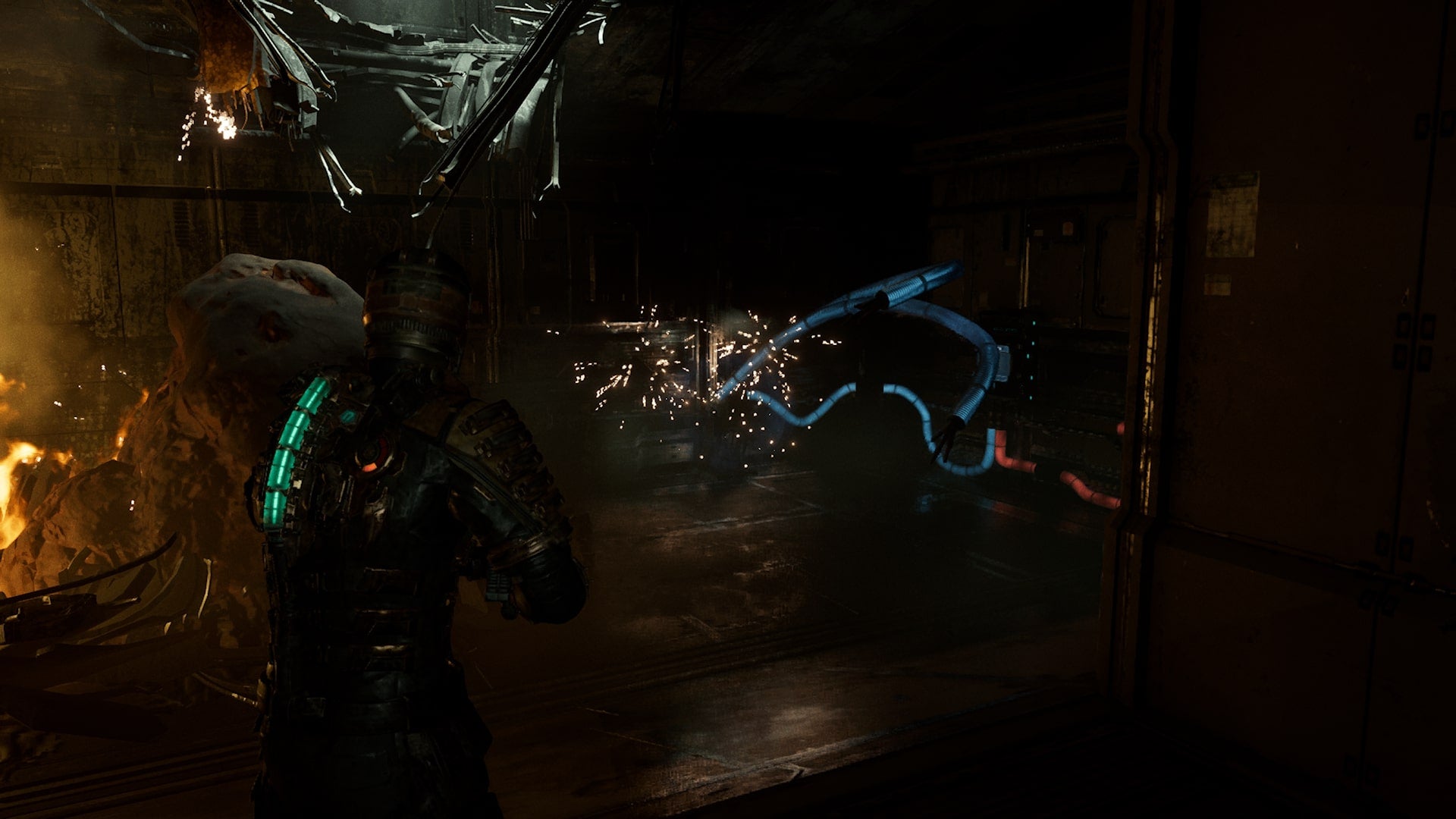 Isaac slows some electricals in front of a circuit breaker with Stasis in Dead Space - 5