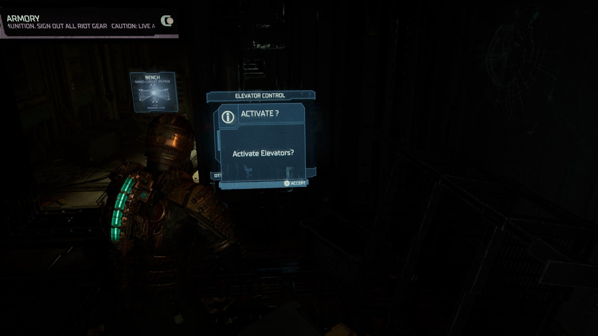 Isaac powers the elevators in Dead Space - 3