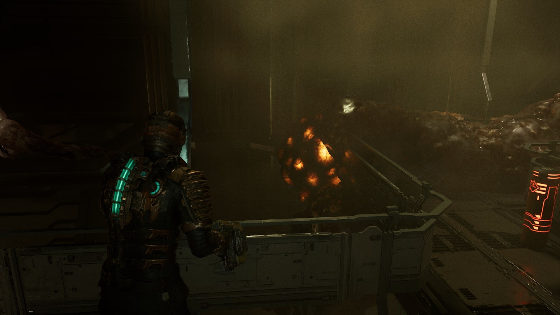 Isaac aims at a corrosive bulb in Dead Space - 13