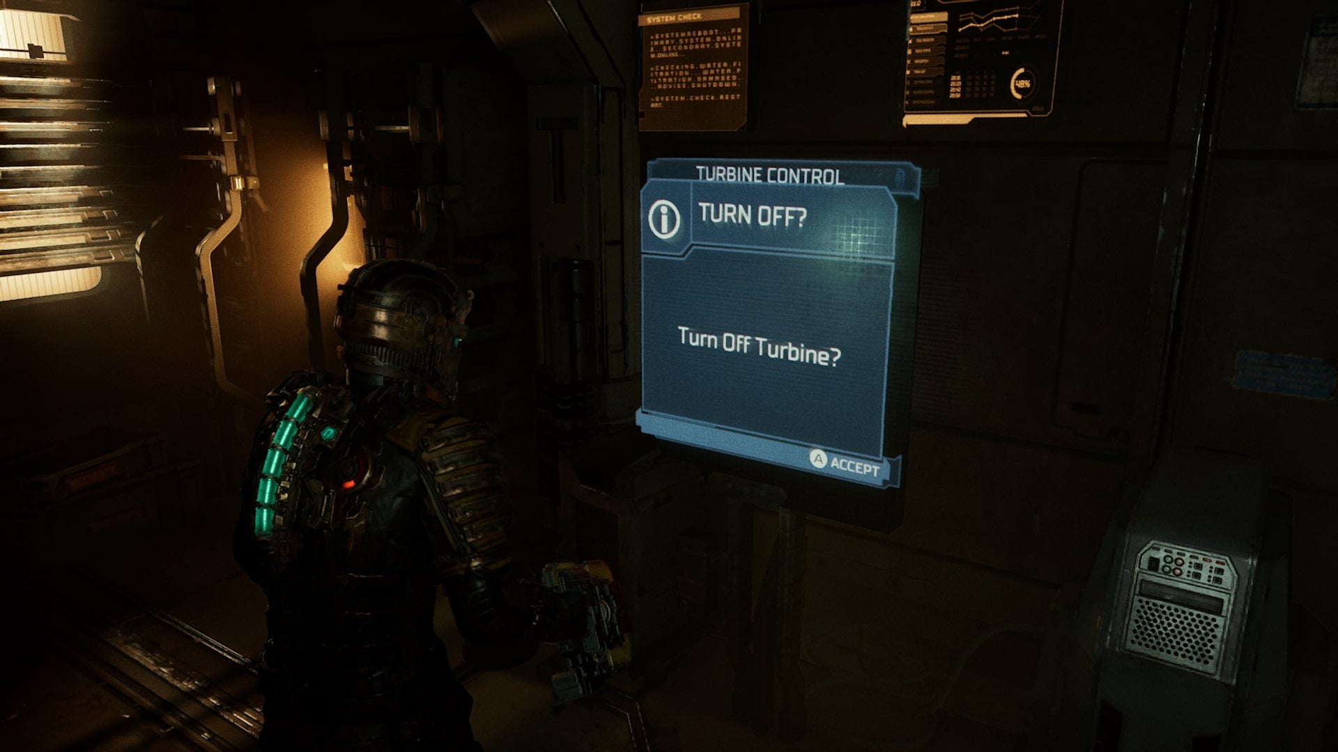 Isaac turns off turbines in Dead Space
