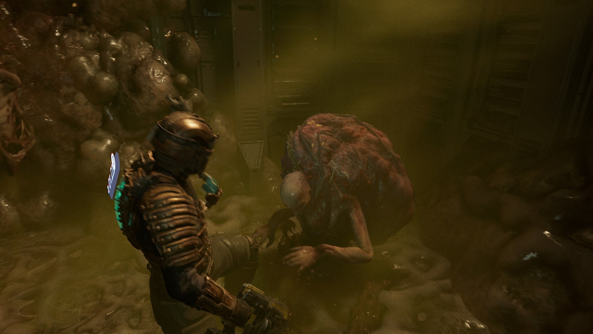 Isaac injects a Wheezer with an enzyme in Dead Space