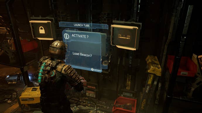 Isaac loads the beacon in Dead Space