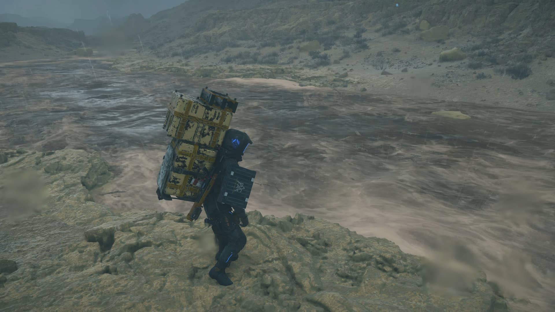 death stranding 2 screenshot - a now-raging river