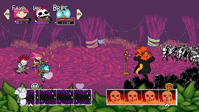 A singing bird summons an audience during a battle in Deathbulge: Battle of the Bands.