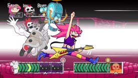 Faye unleashes a Performance attack in Deathbulge: Battle of the Bands.