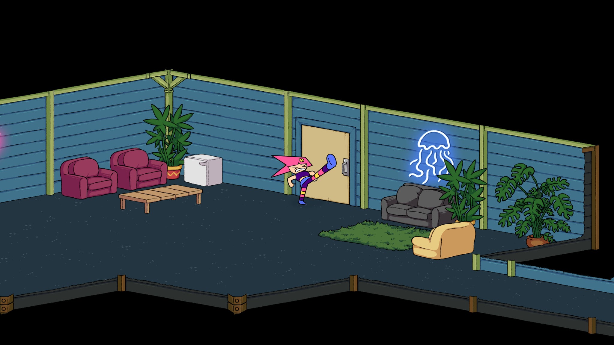 Faye kicks a door, to no avail, in in Deathbulge: Battle of the Bands. - 5