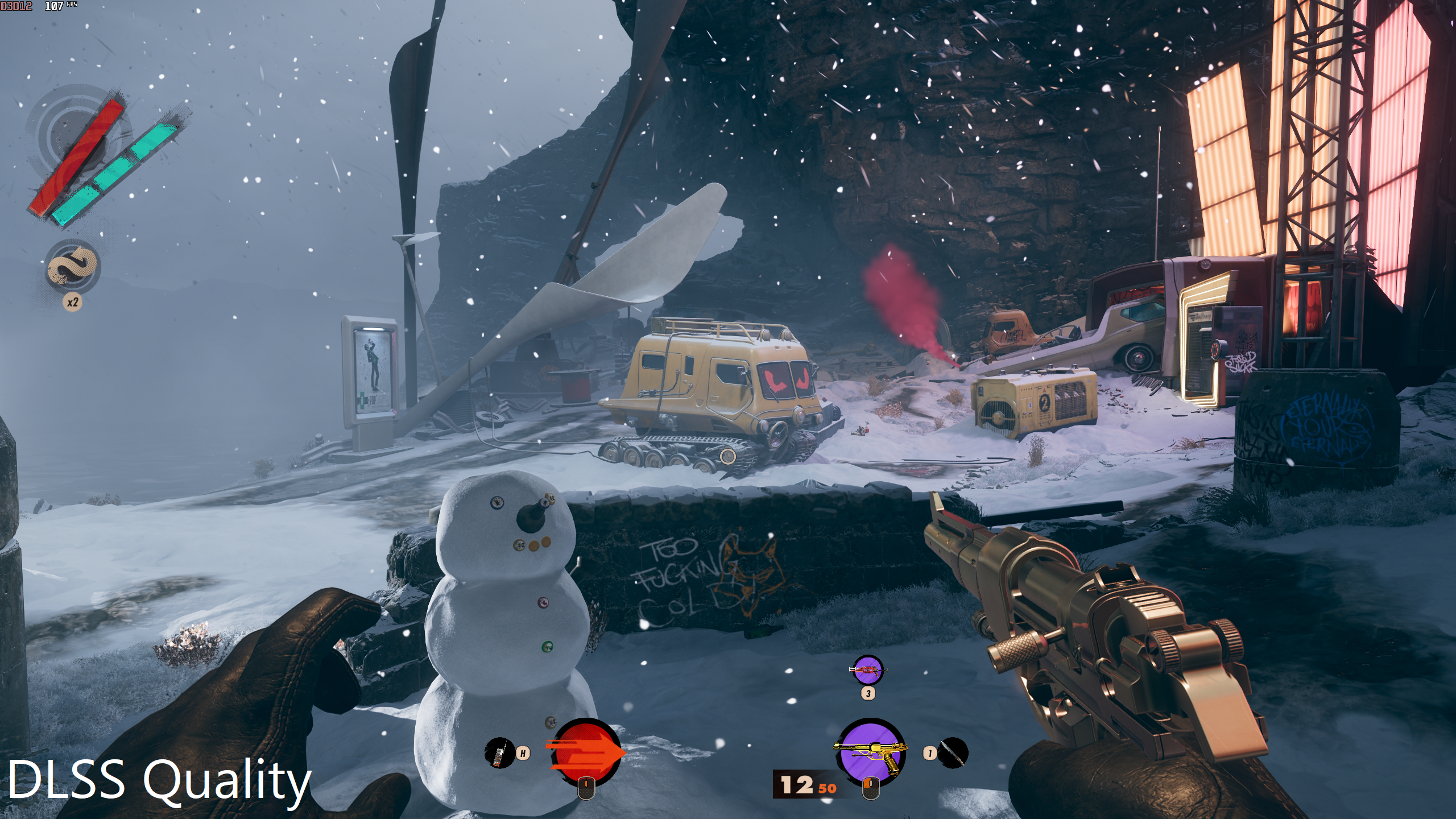 Deathloop running on its DLSS Quality setting.