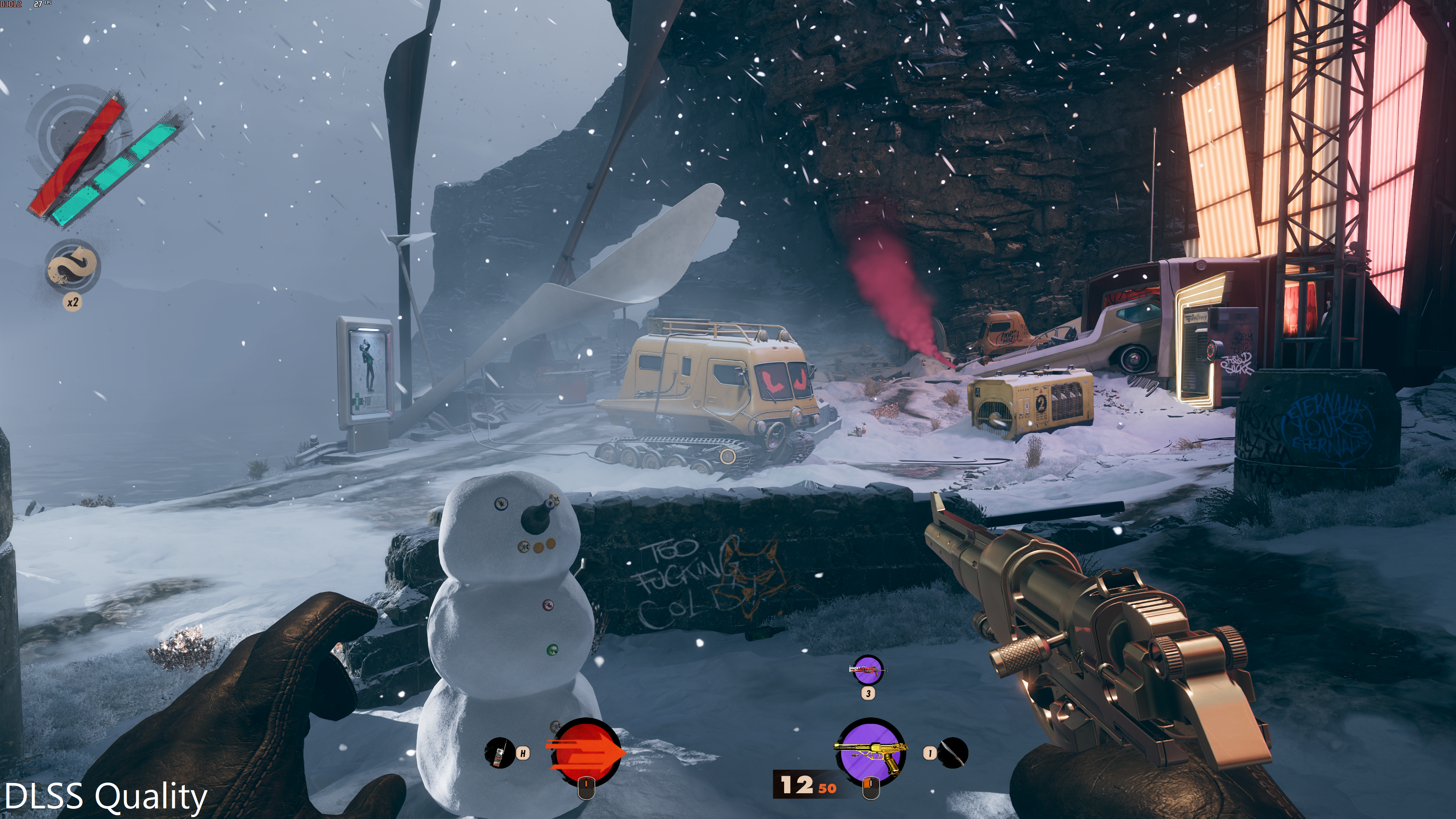 Deathloop running on its DLSS Quality setting.