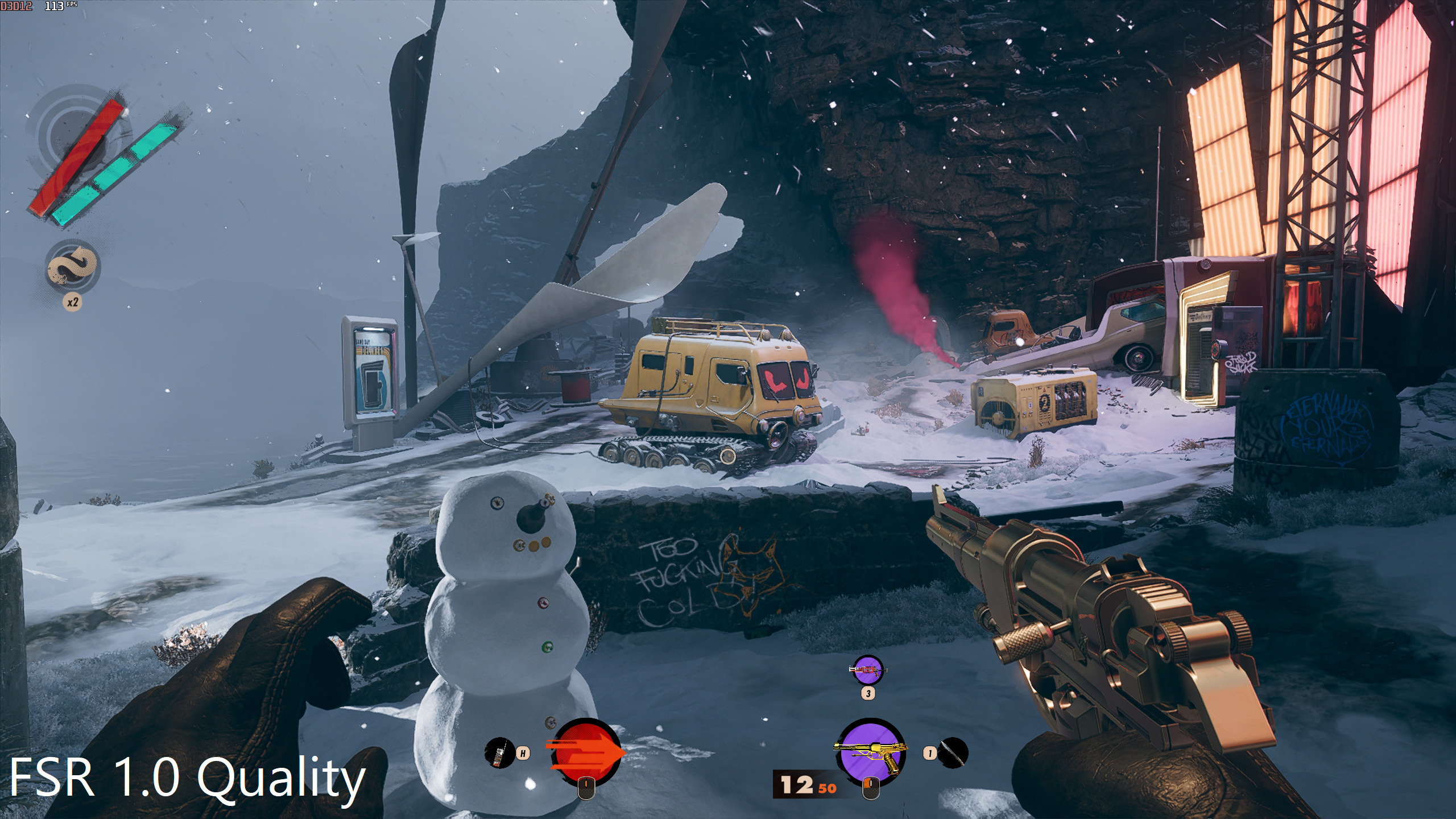 Deathloop running on its FSR 1.0 Quality setting.