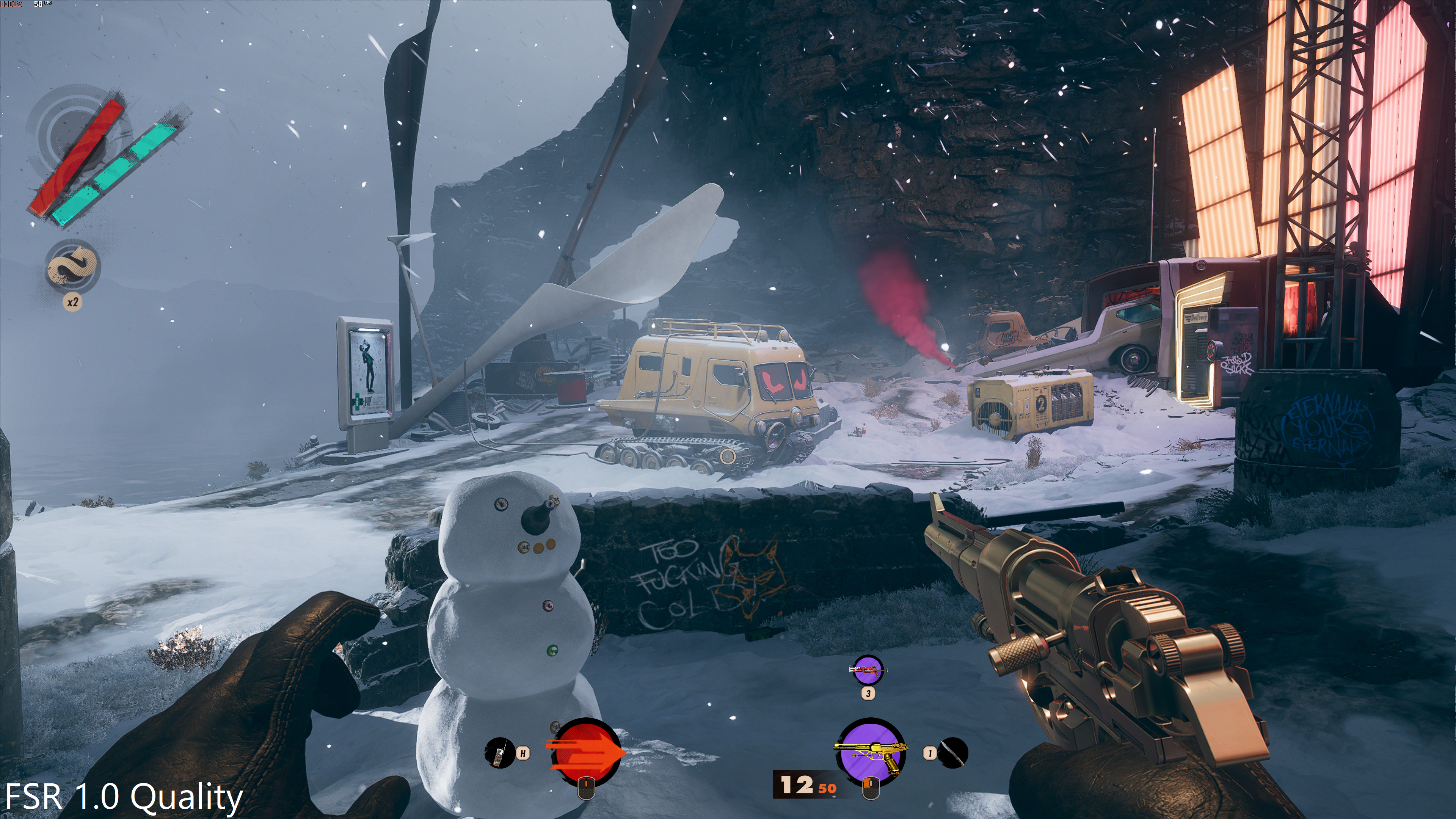 Deathloop running on its FSR 1.0 Quality setting.