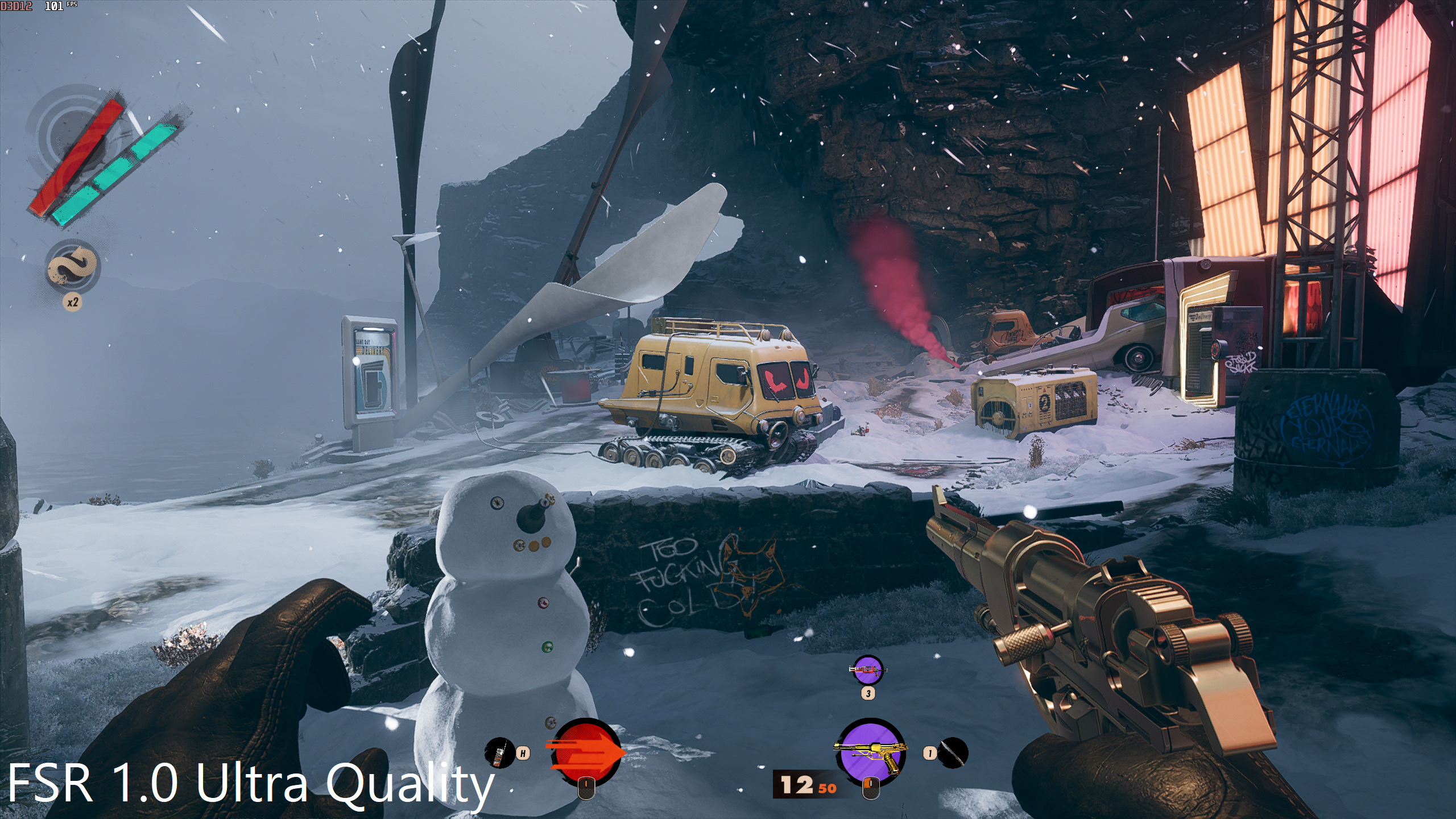 Deathloop running on its FSR 1.0 Ultra Quality setting.