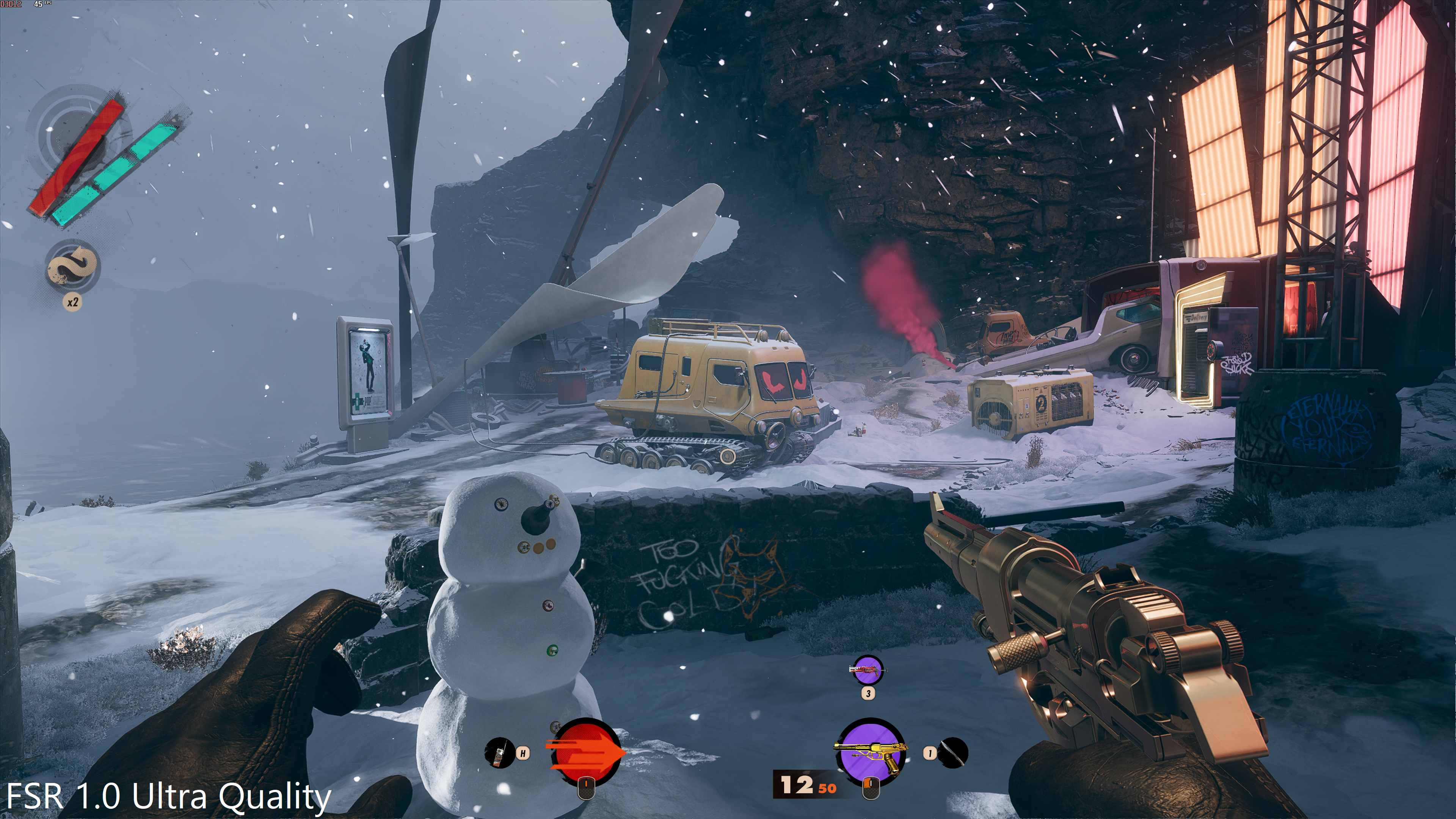 Deathloop running on its FSR 1.0 Ultra Quality setting.