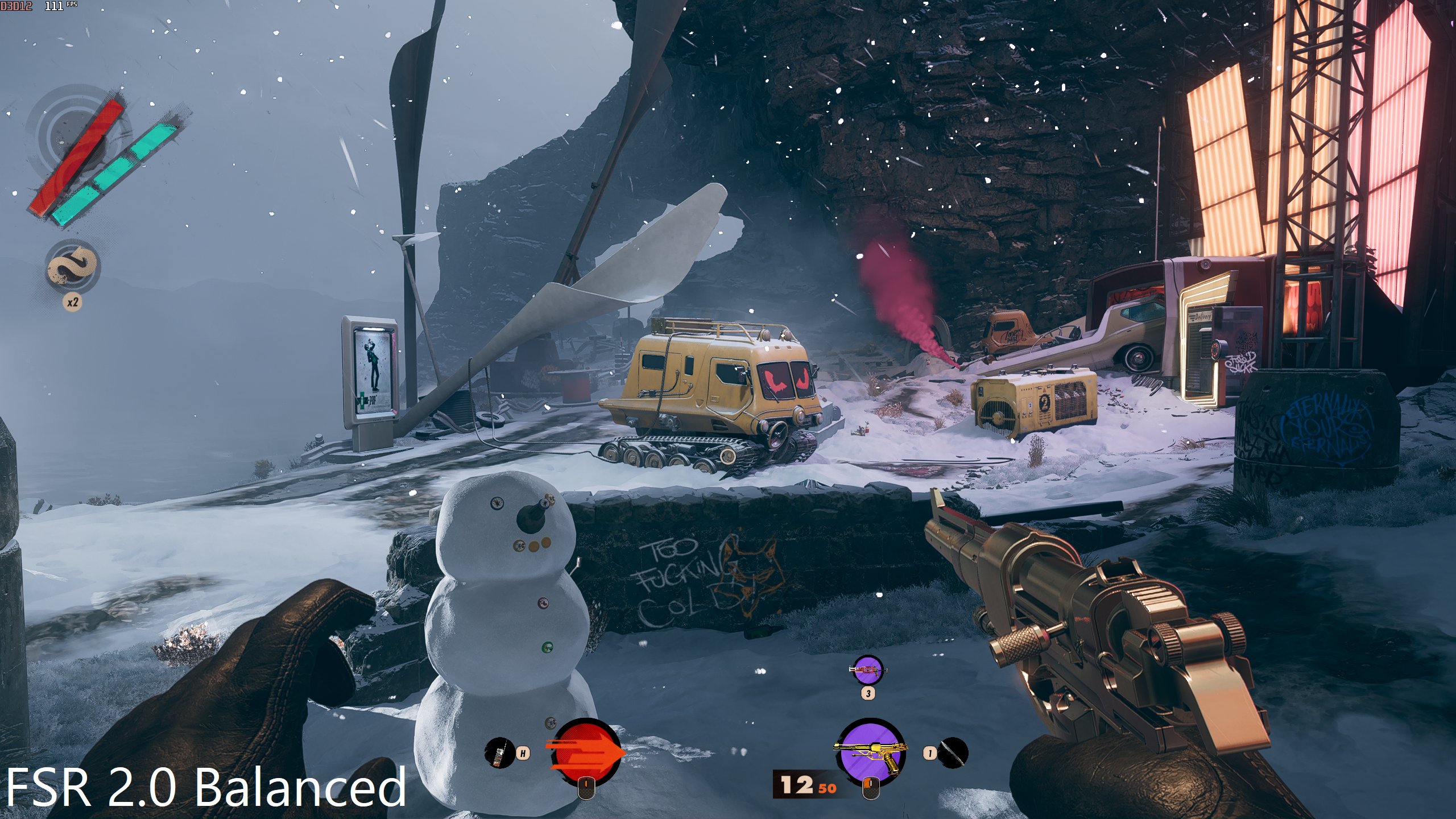 Deathloop running on its FSR 2.0 Balanced setting.