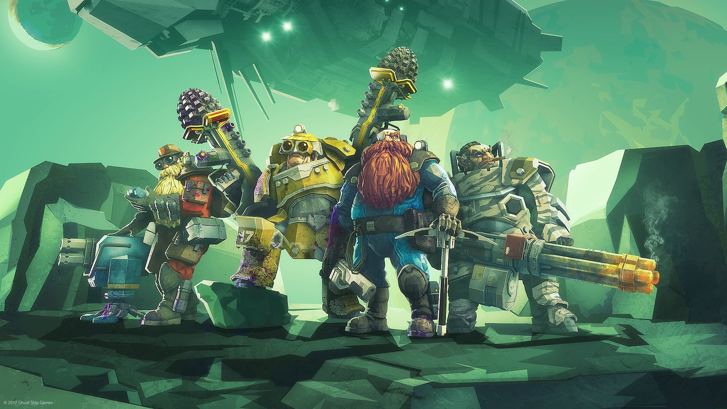 Four sci-fi Dwarfs give heroic poses in Deep Rock Galactic - 1