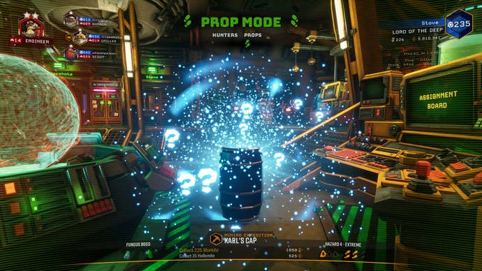 A dwarf transforms into a barrel in Deep Rock Galactic’s prop hunt minigame.