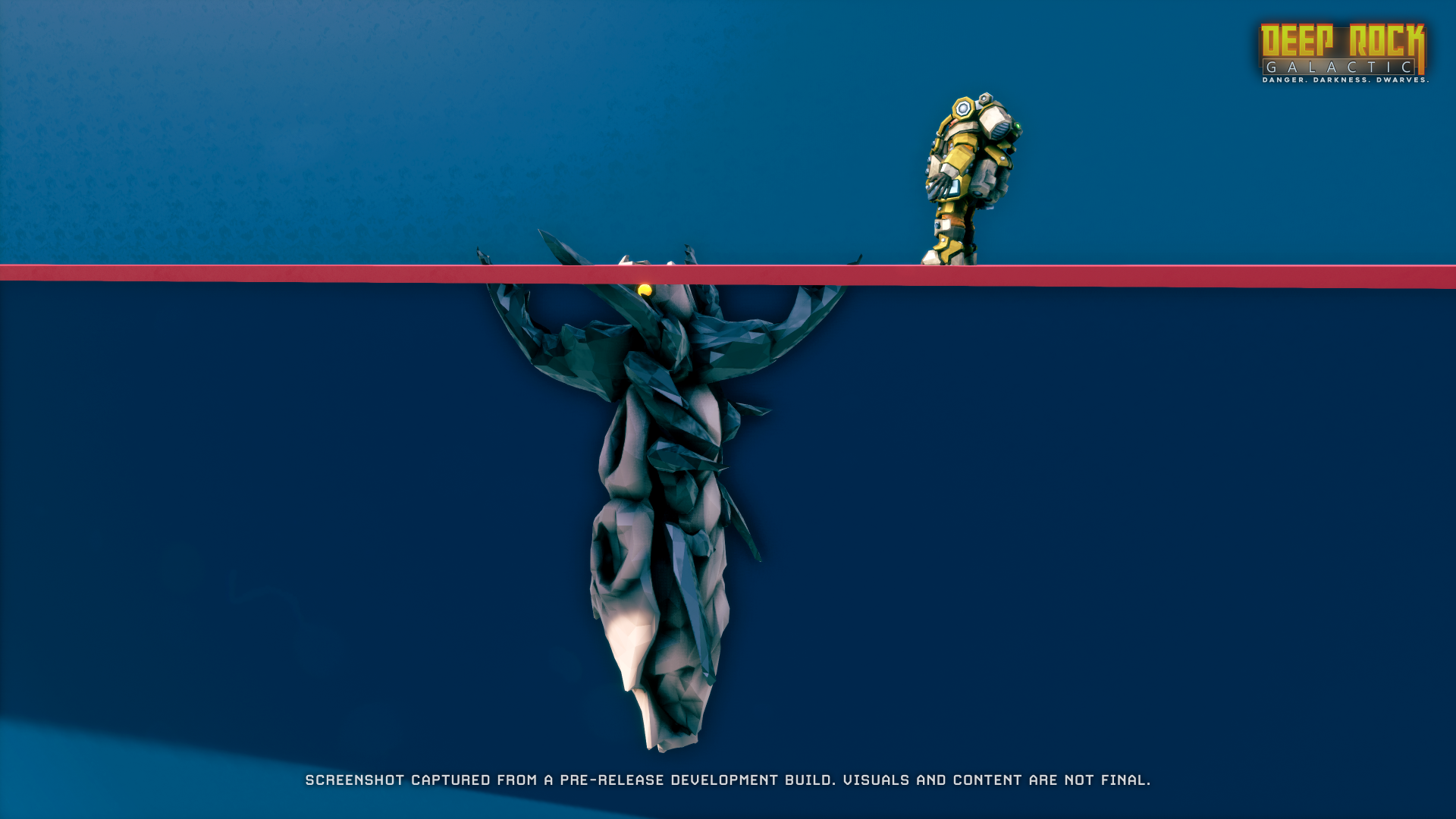 A behind-the-scenes image of an Ossiran Pit Jaw enemy lurking underground in Deep Rock Galactic season 6.